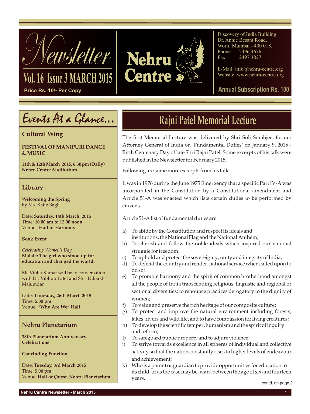 March 2015 Newsletter