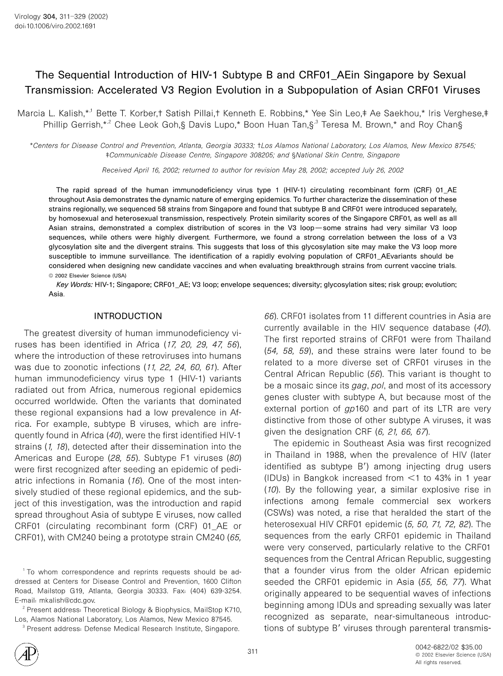 The Sequential Introduction of HIV-1 Subtype B and CRF01&Emsp