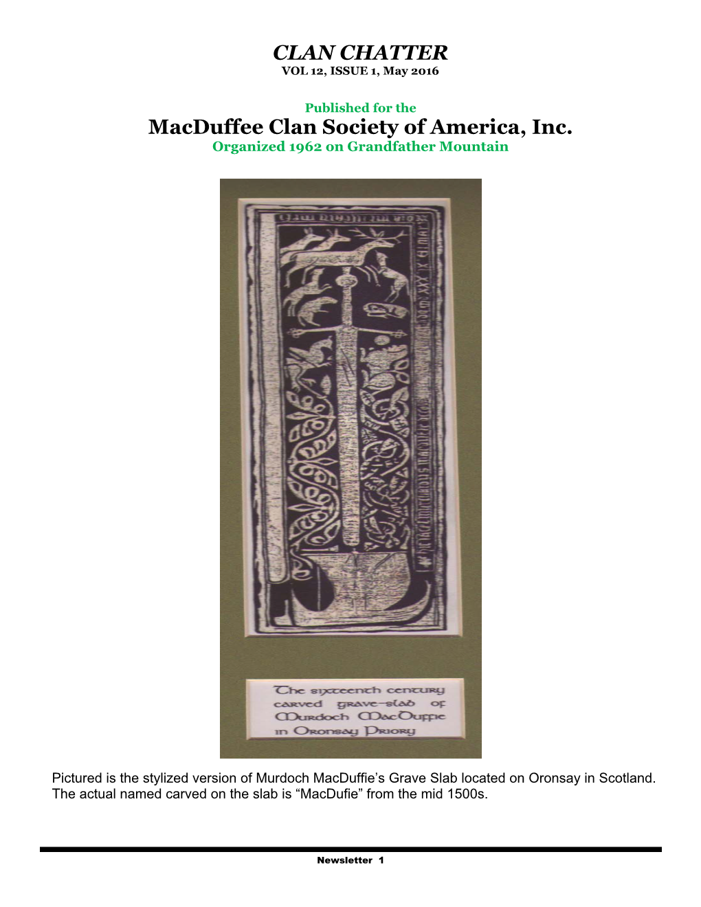 CLAN CHATTER Macduffee Clan Society of America, Inc