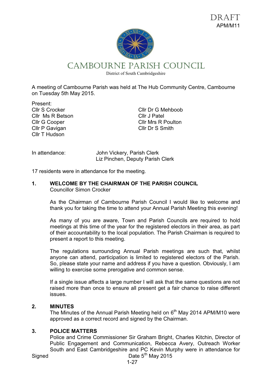Cambourne Parish Council Cpc/P6