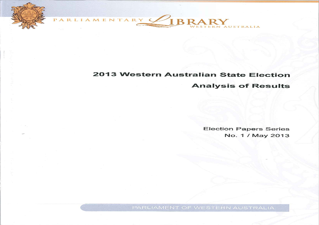 Western Australian State Election 2013