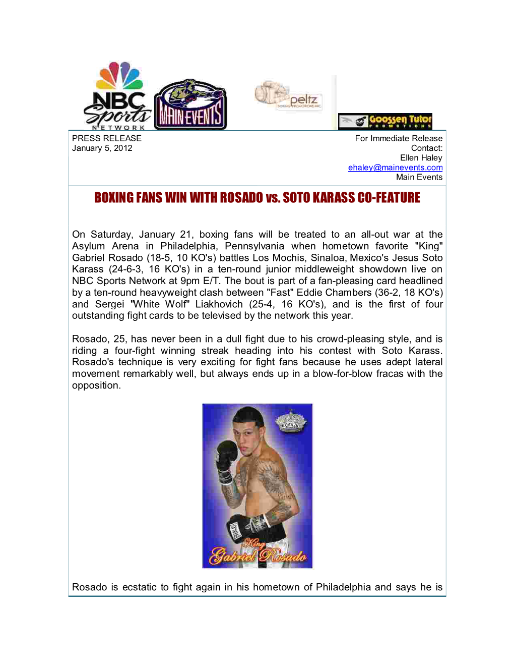 BOXING FANS WIN with ROSADO Vs. SOTO KARASS CO-FEATURE