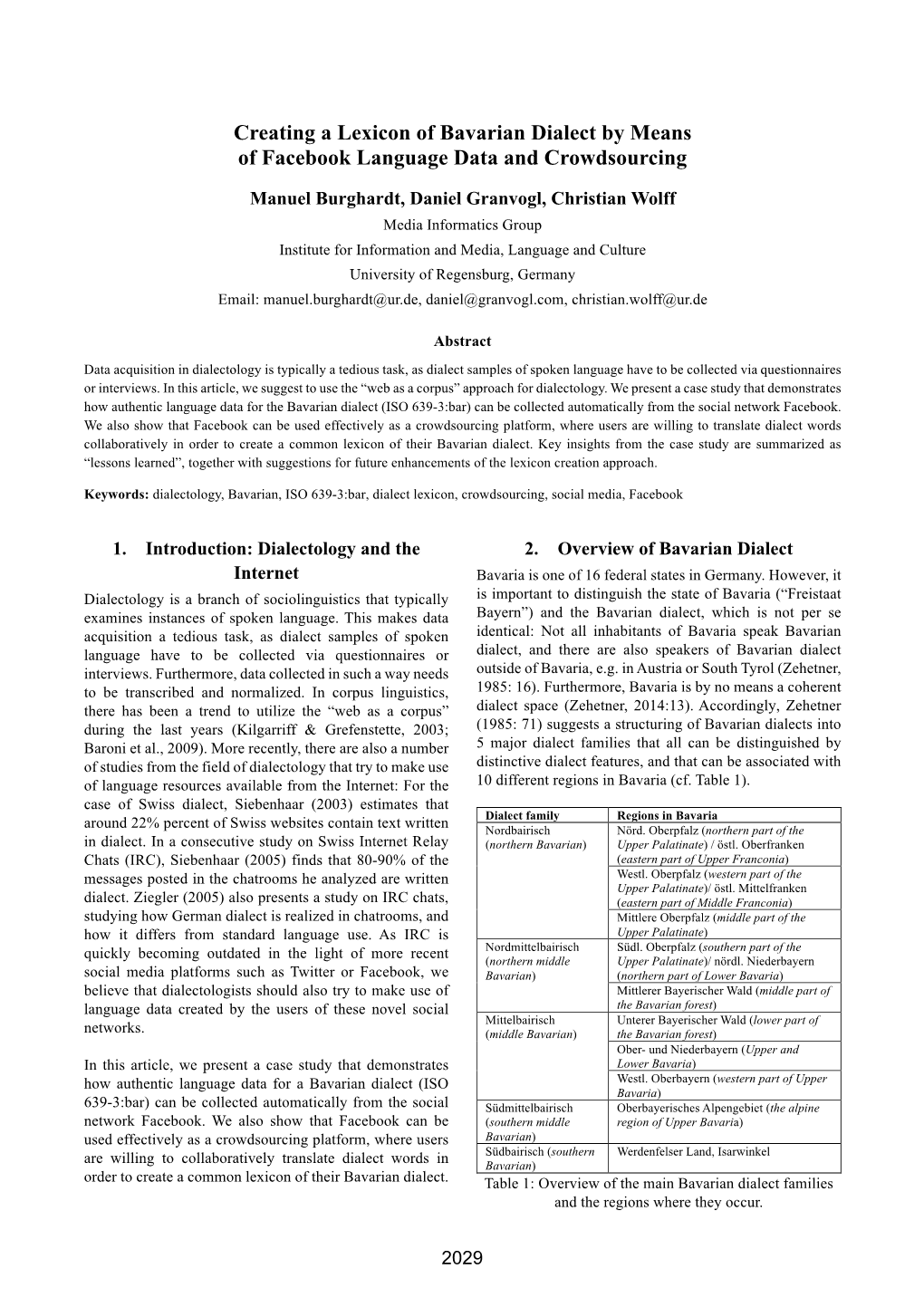 Creating a Lexicon of Bavarian Dialect by Means of Facebook Language Data and Crowdsourcing