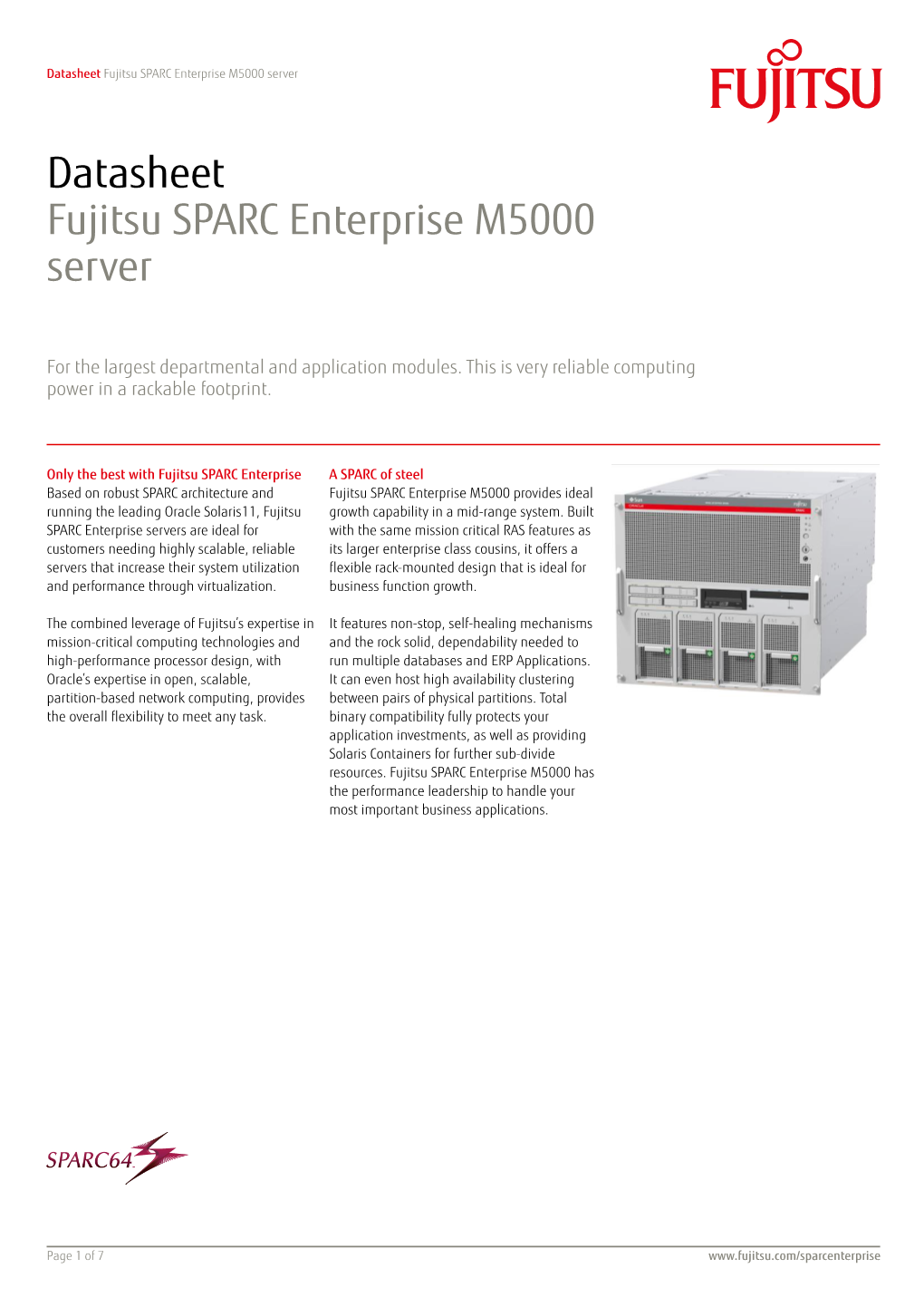 Datasheet Fujitsu SPARC Enterprise M5000 Server