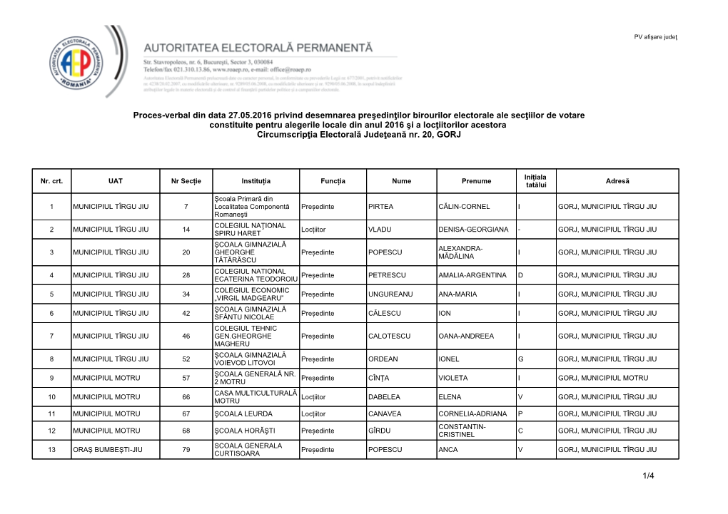 1/4 Proces-Verbal Din Data 27.05.2016 SULYLQG