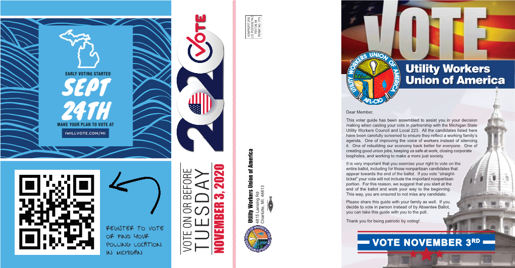 Michigan State Utility Workers 2020 General Election Voter Guide