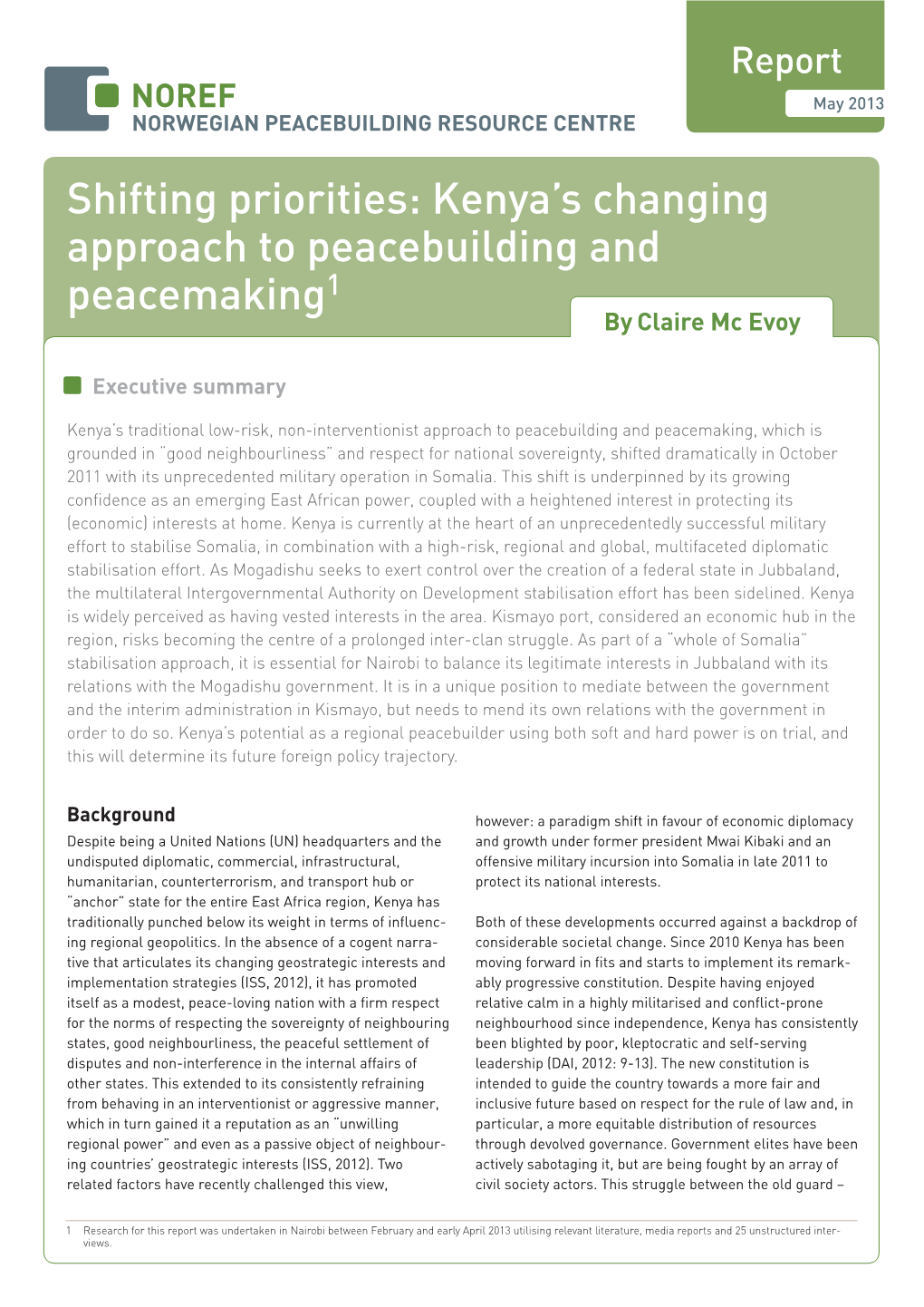 Shifting Priorities: Kenya's Changing Approach to Peacebuilding And
