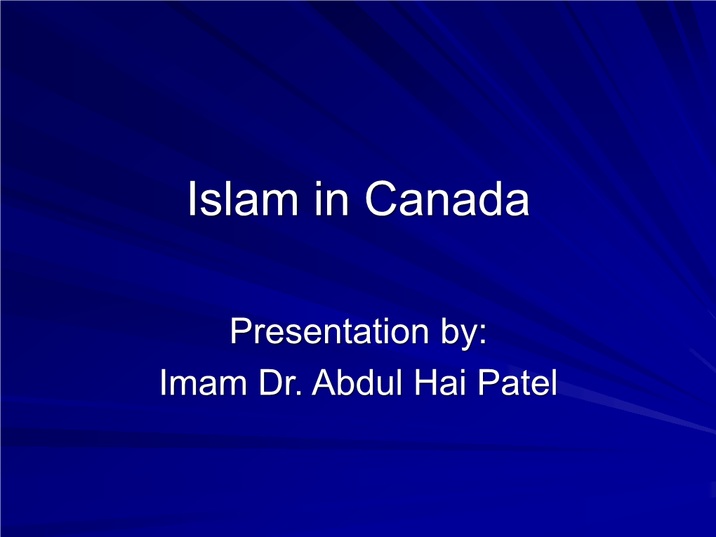 Islam in Canada -101