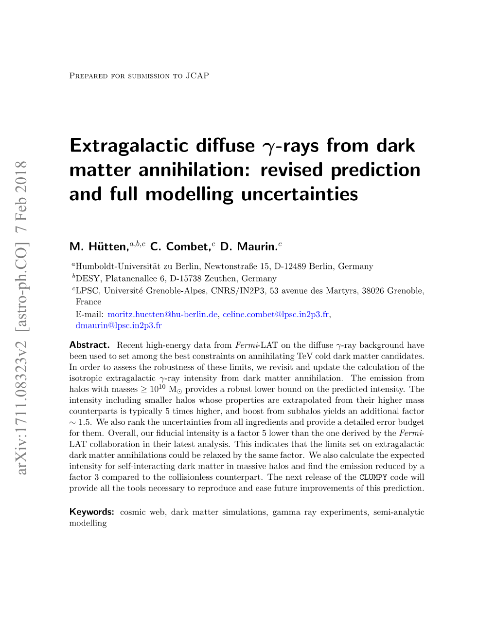 Extragalactic Diffuse Γ-Rays from Dark Matter Annihilation