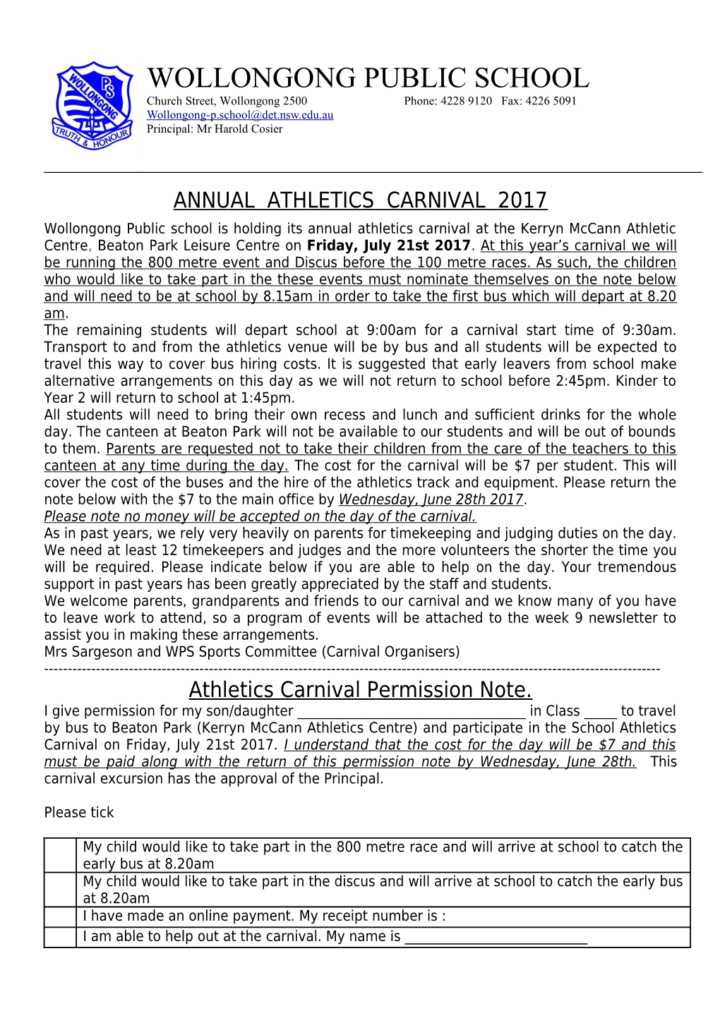 Annual Athletics Carnival 2017