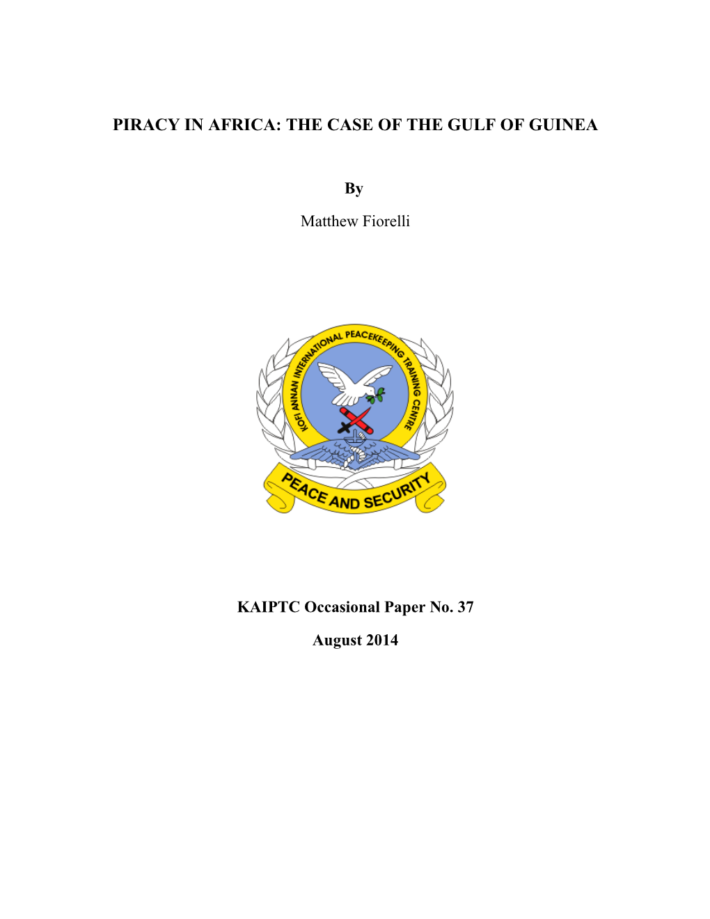 Piracy in Africa: the Case of the Gulf of Guinea