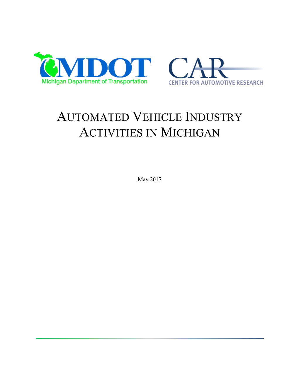 Automated Vehicle Industry Activities in Michigan