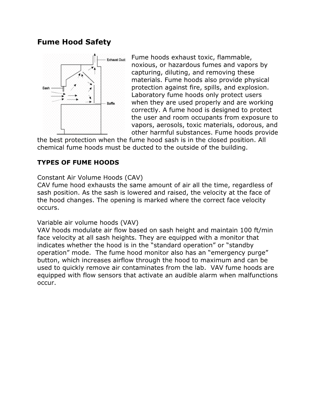 Fume Hood Safety