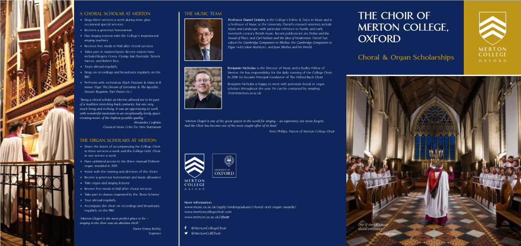 Merton College Choral & Organ Scholarships