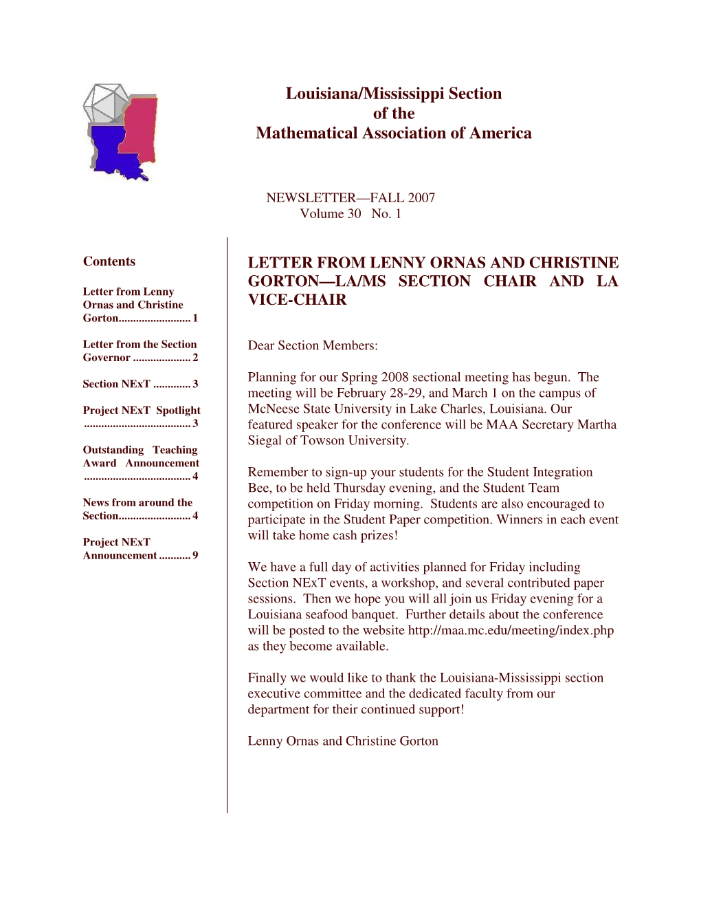 Louisiana/Mississippi Section of the Mathematical Association of America