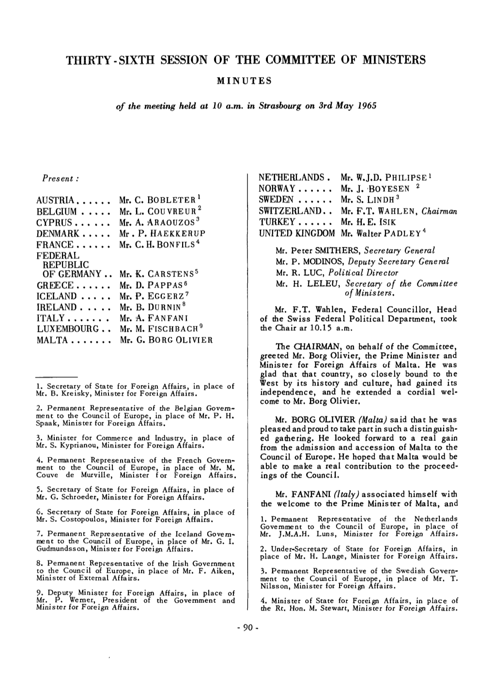 Thirty - Sixth Session of the Committee of Ministers