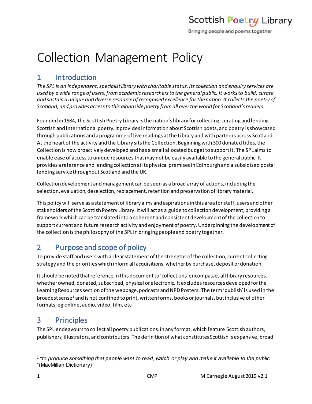 Collection Management Policy