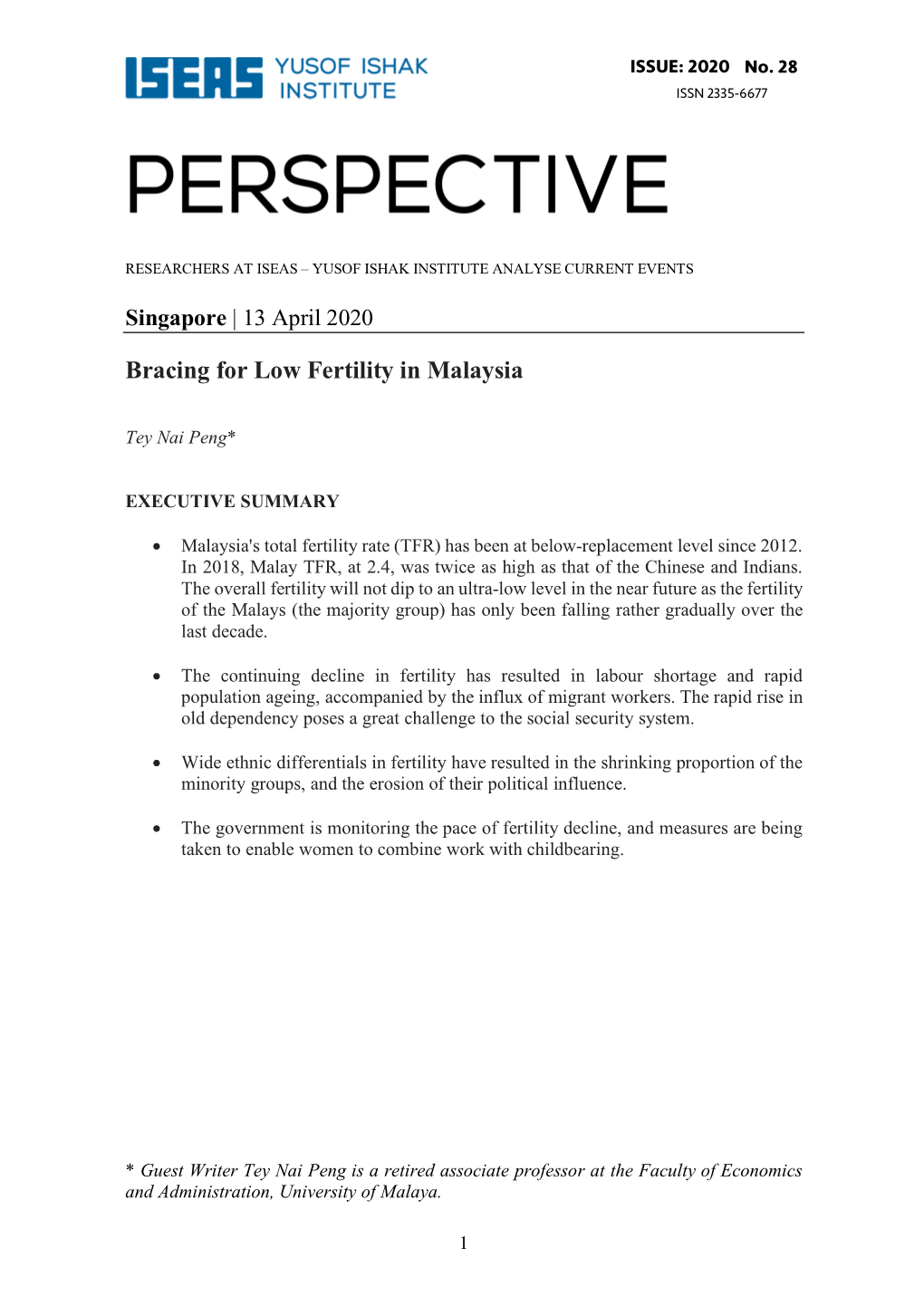 Bracing for Low Fertility in Malaysia
