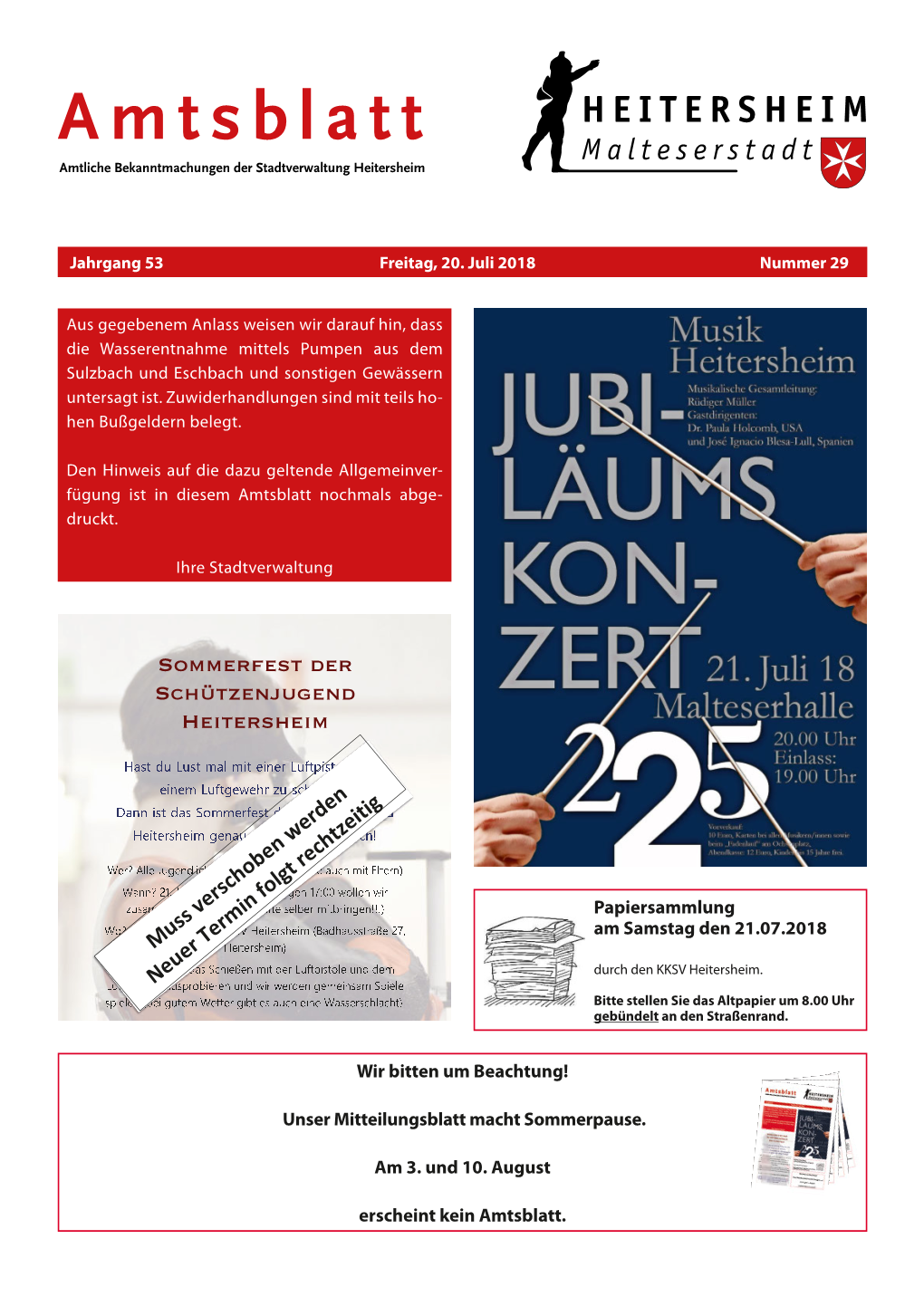 Amtsblatt Nr. 29 Vom 20.07.2018