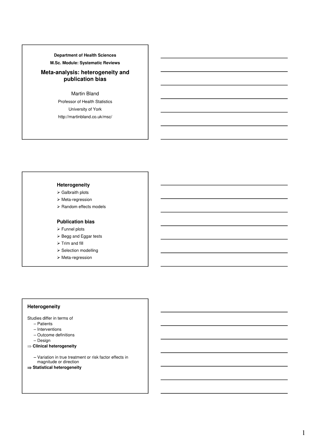 Meta-Analysis: Heterogeneity and Publication Bias