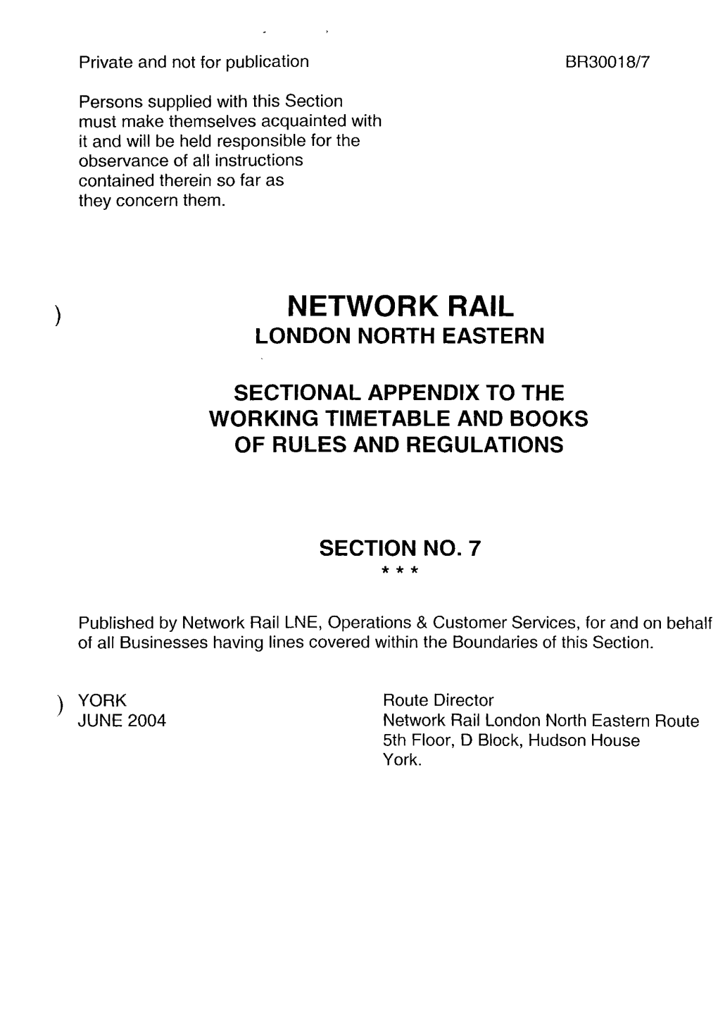 Network Rail London North Eastern