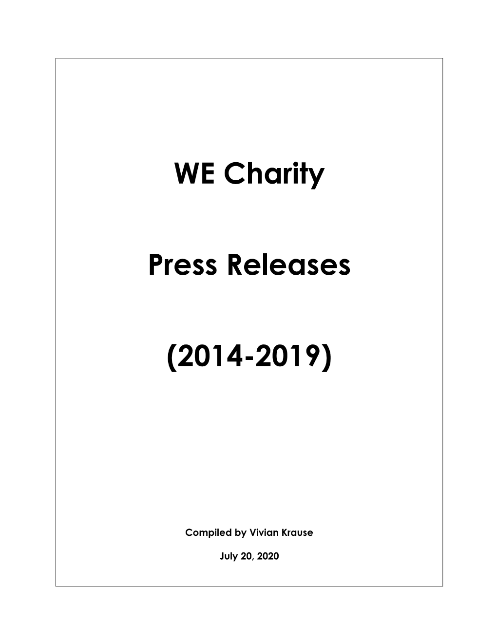 WE Charity Press Releases