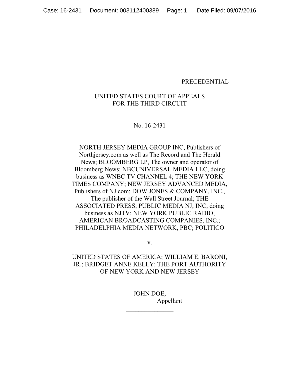 PRECEDENTIAL UNITED STATES COURT of APPEALS for the THIRD CIRCUIT ___No. 16-2431