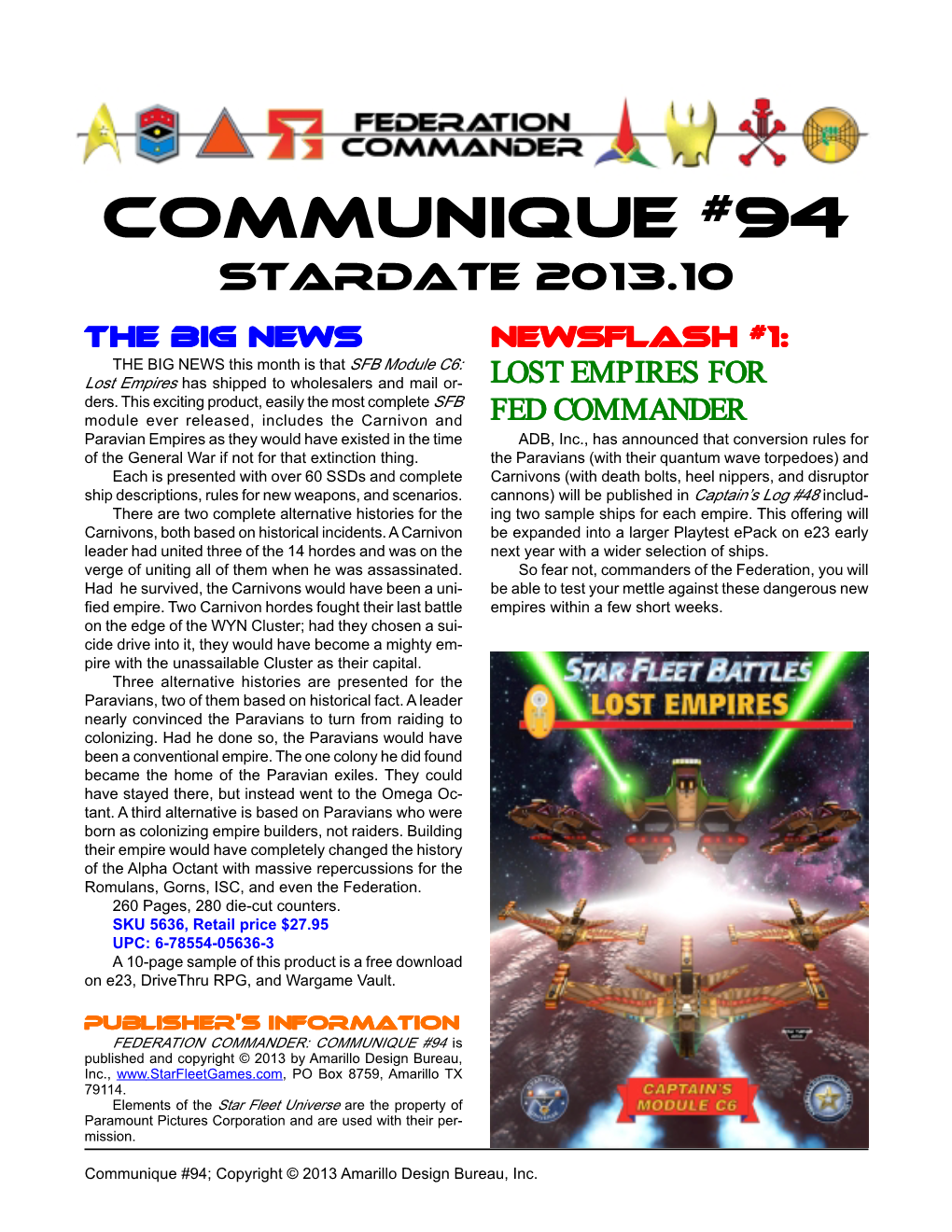 Communique #94 Stardate 2013.10