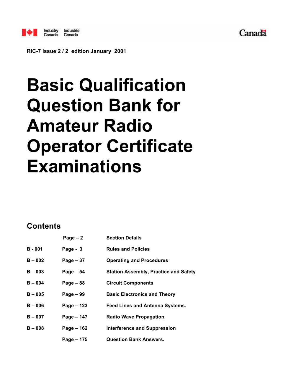 Basic Qualification Question Bank for Amateur Radio Operator Certificate Examinations