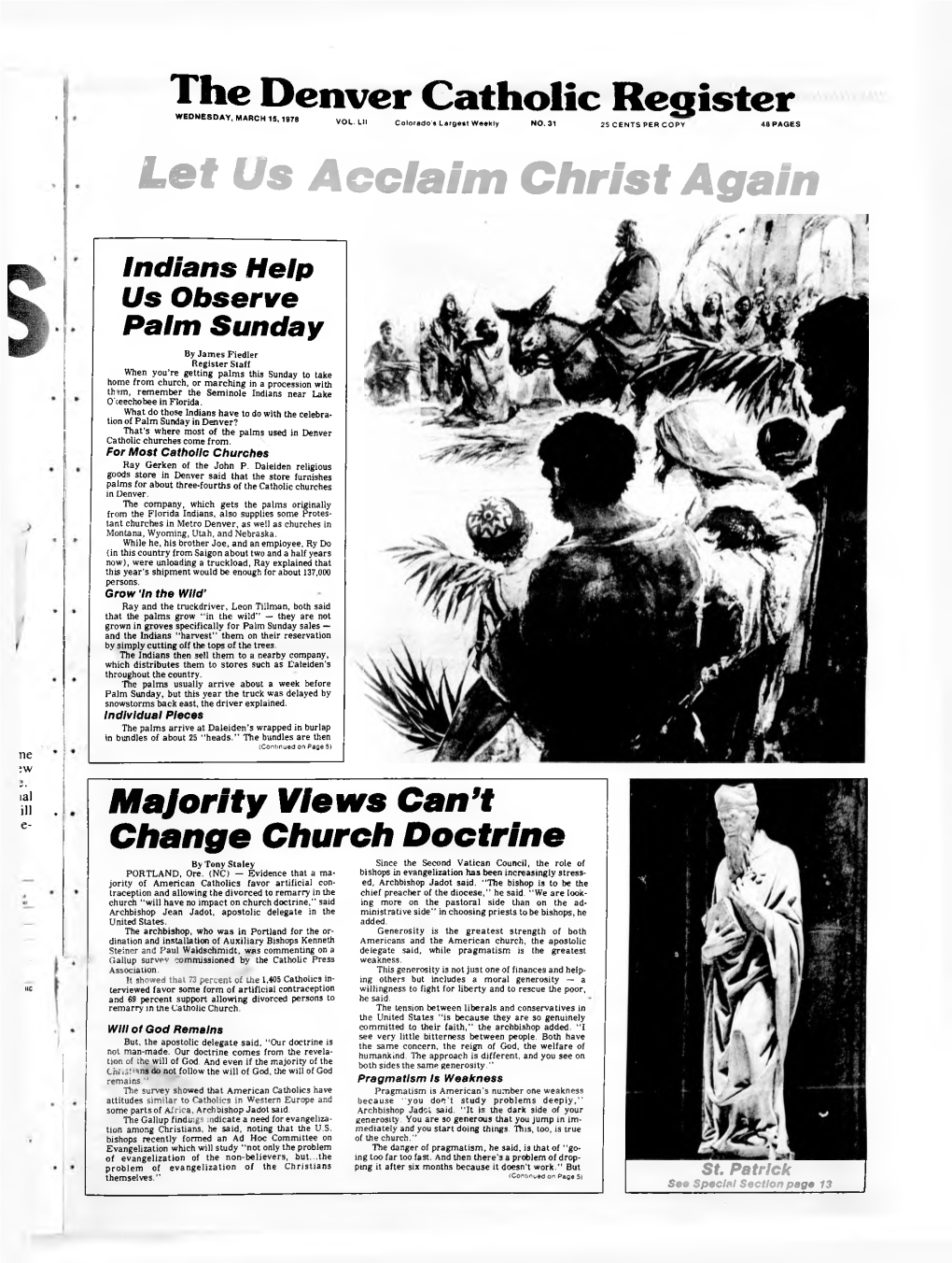 The Denver Catholic Register WEDNESDAY, MARCH 15,1978 - VOL
