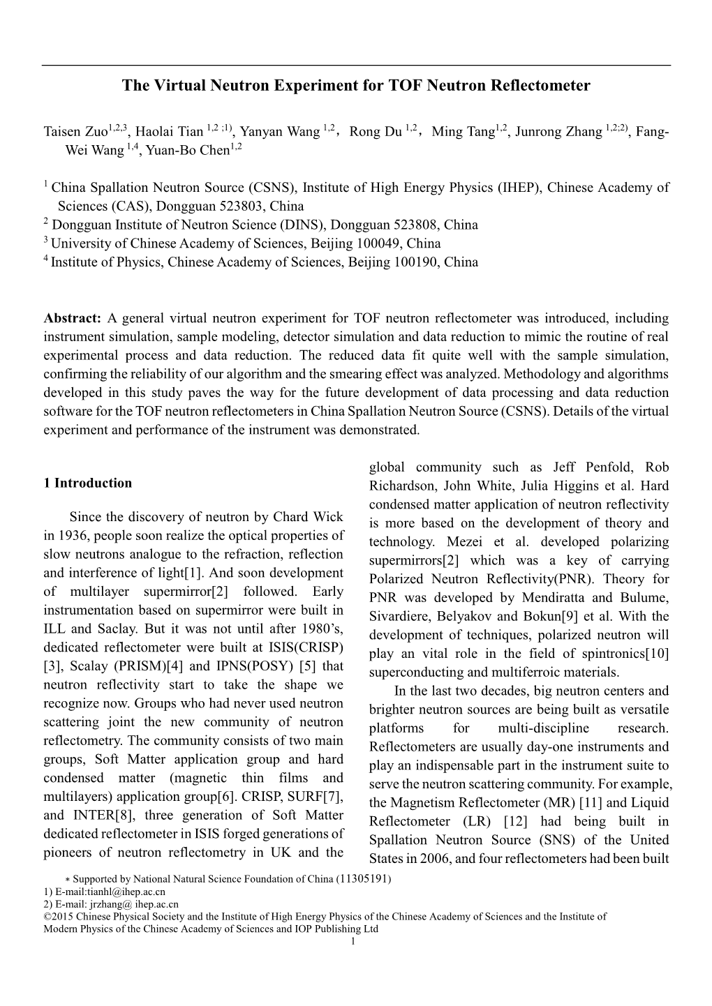 The Virtual Neutron Experiment for TOF Neutron Reflectometer