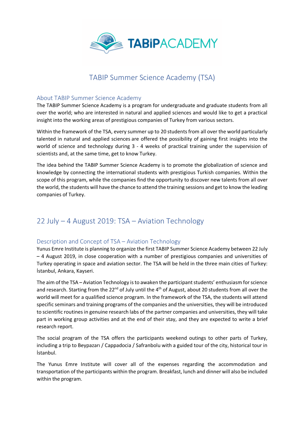 TABIP Summer Science Academy (TSA)