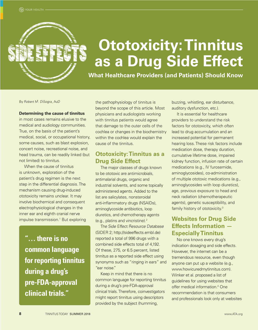 Ototoxicity: Tinnitus As a Drug Side Effect What Healthcare Providers (And Patients) Should Know