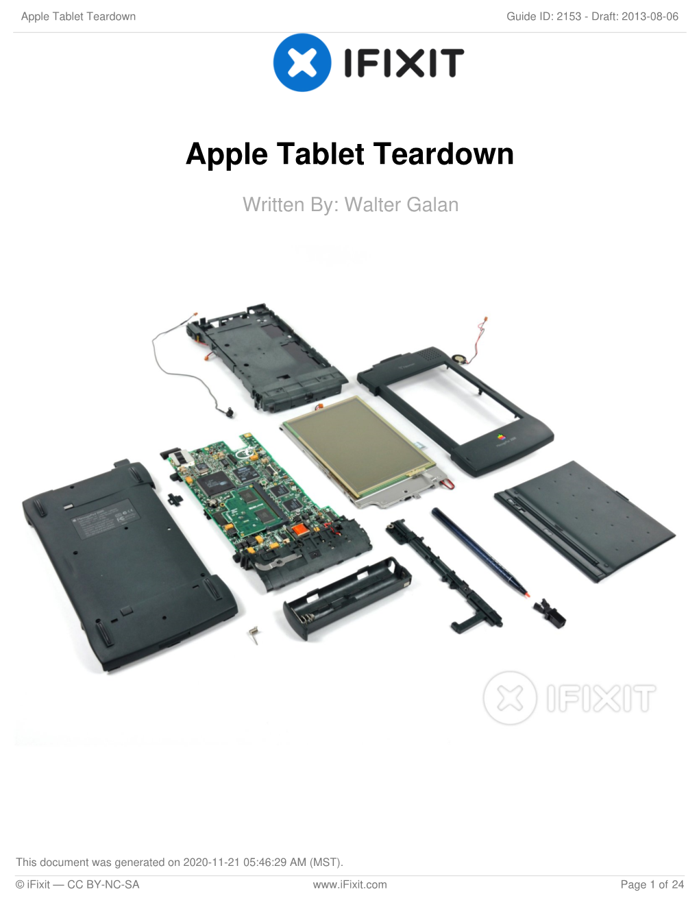 Apple Tablet Teardown Guide ID: 2153 - Draft: 2013-08-06
