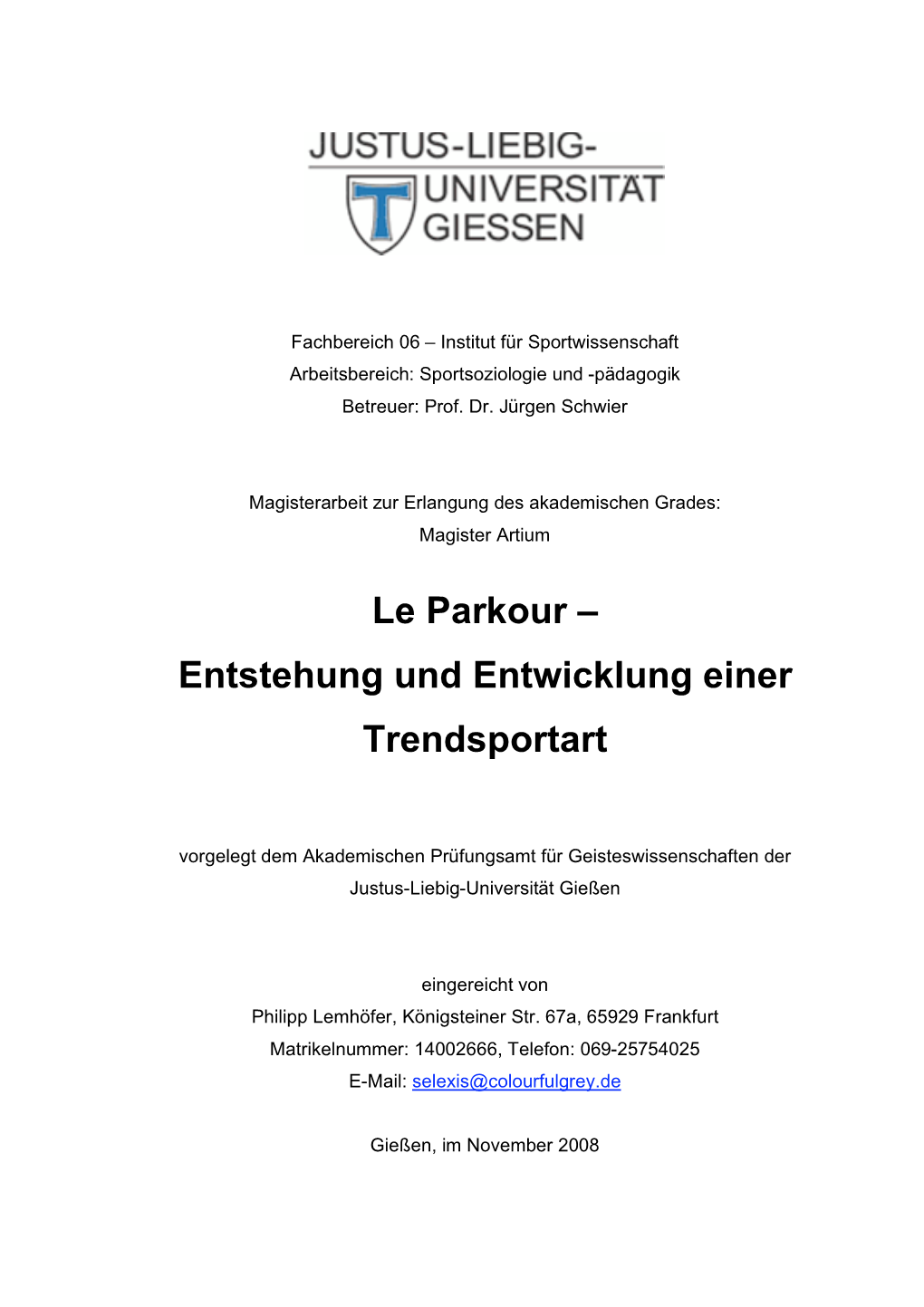 Le Parkour – Entstehung Und Entwicklung Einer Trendsportart