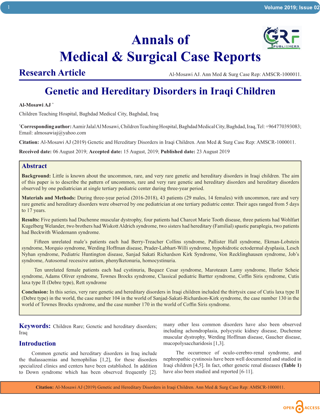 Annals of Medical & Surgical Case Reports