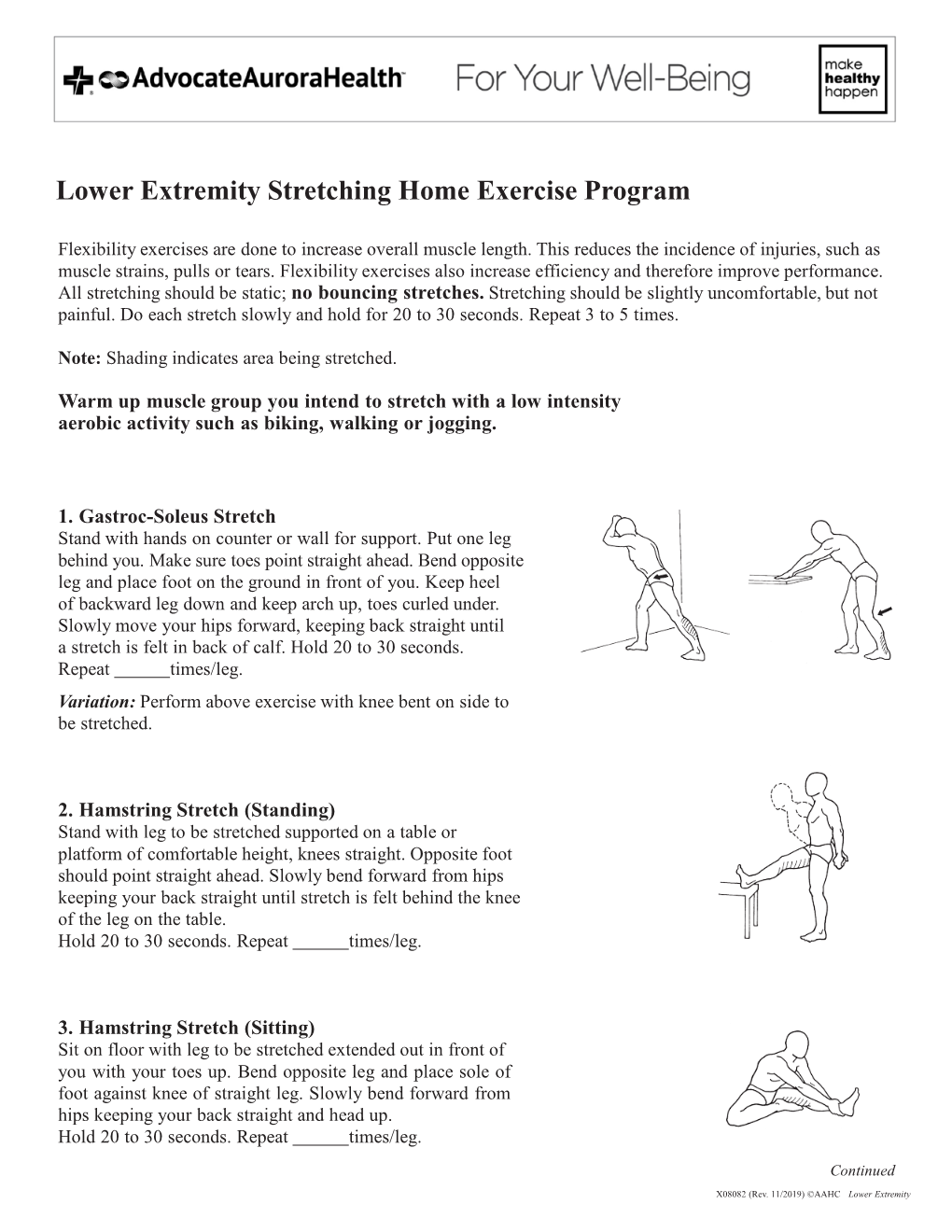 Lower Extremity Stretching Home Exercise Program