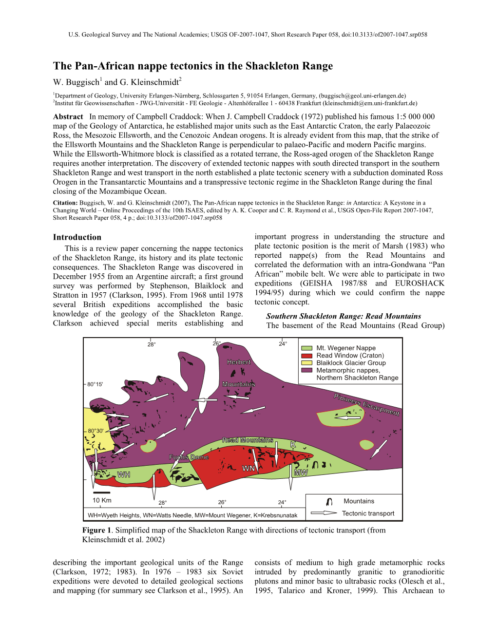 The Pan-African Nappe Tectonics in the Shackleton Range W