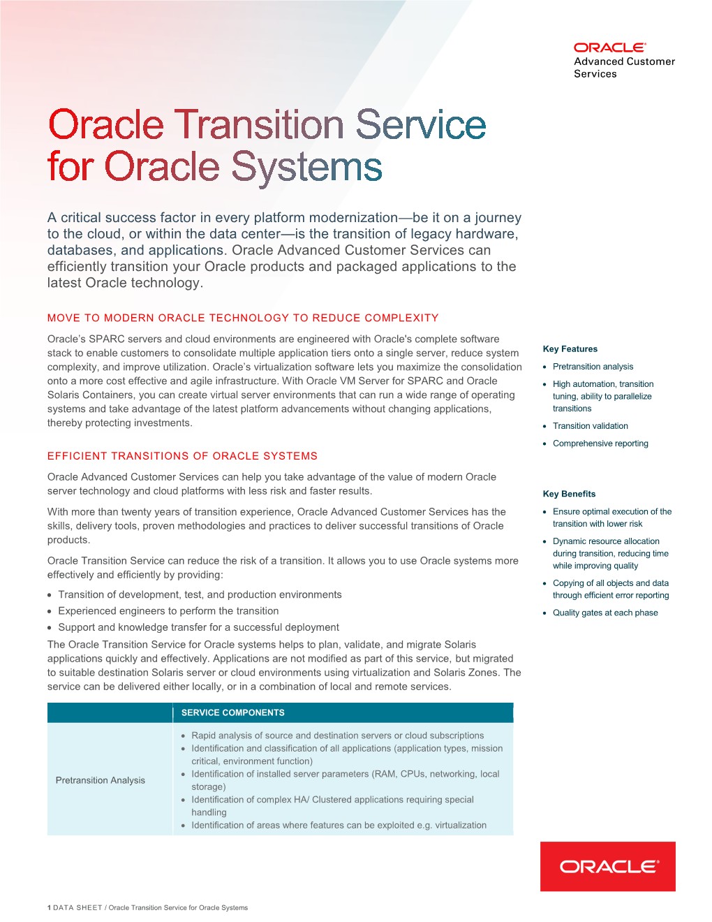 Oracle Transition Service for Systems
