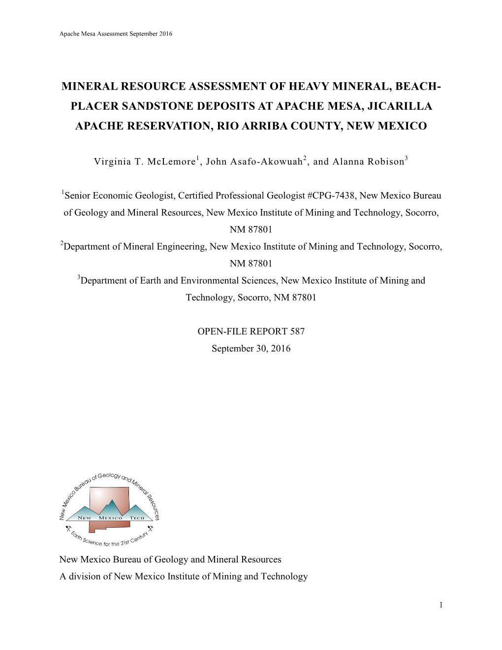 Mineral Resource Assessment of Heavy Mineral, Beach-Placer Sandstone