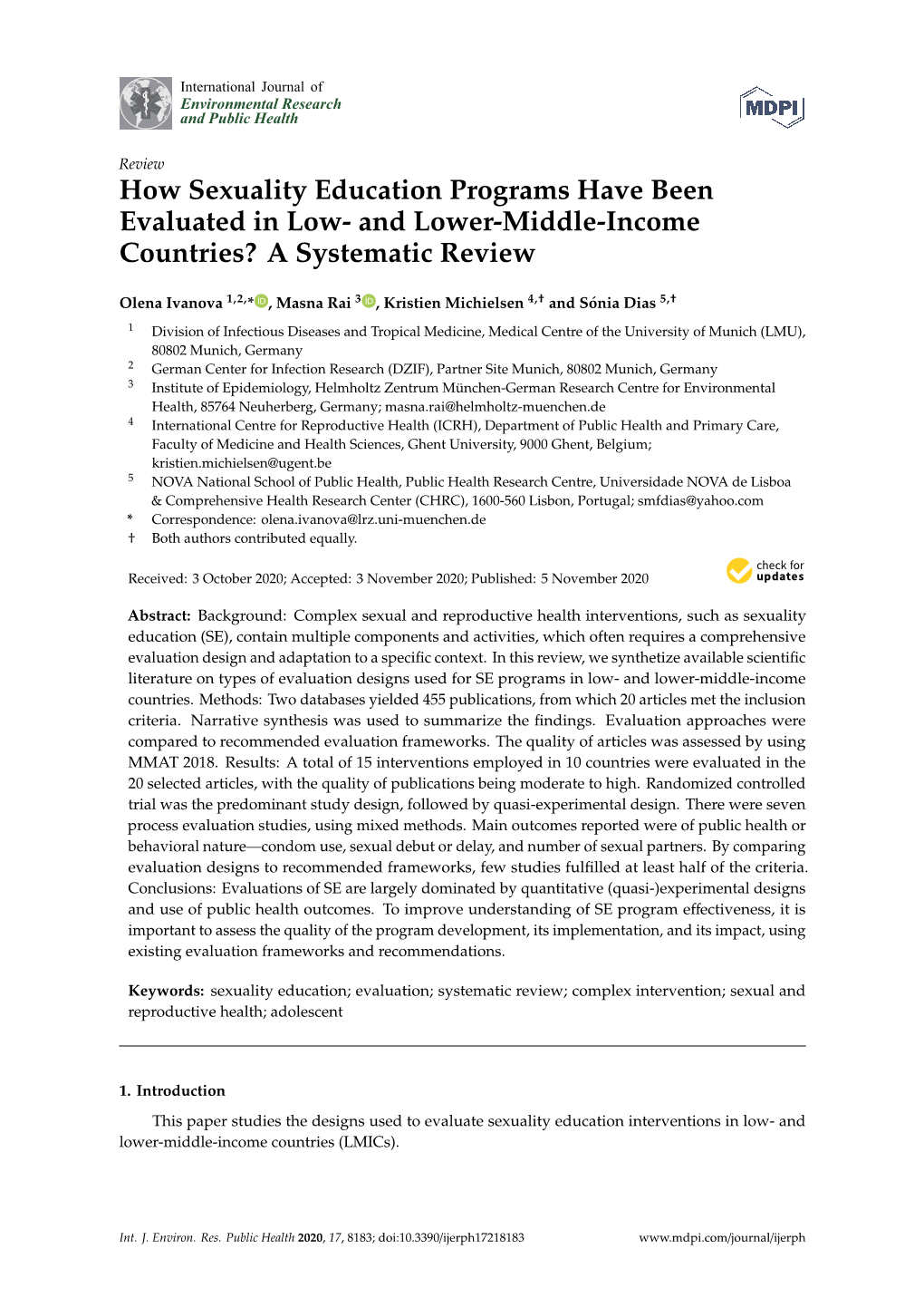 How Sexuality Education Programs Have Been Evaluated in Low- and Lower-Middle-Income Countries? a Systematic Review