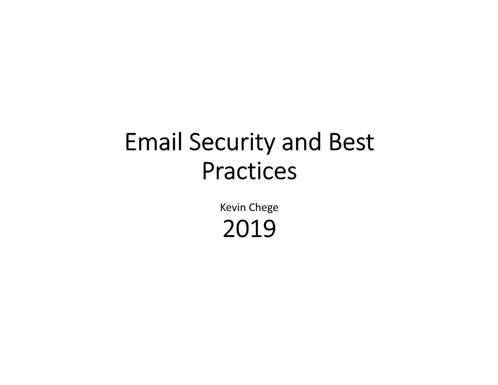 Email Security and Best Practices 2019