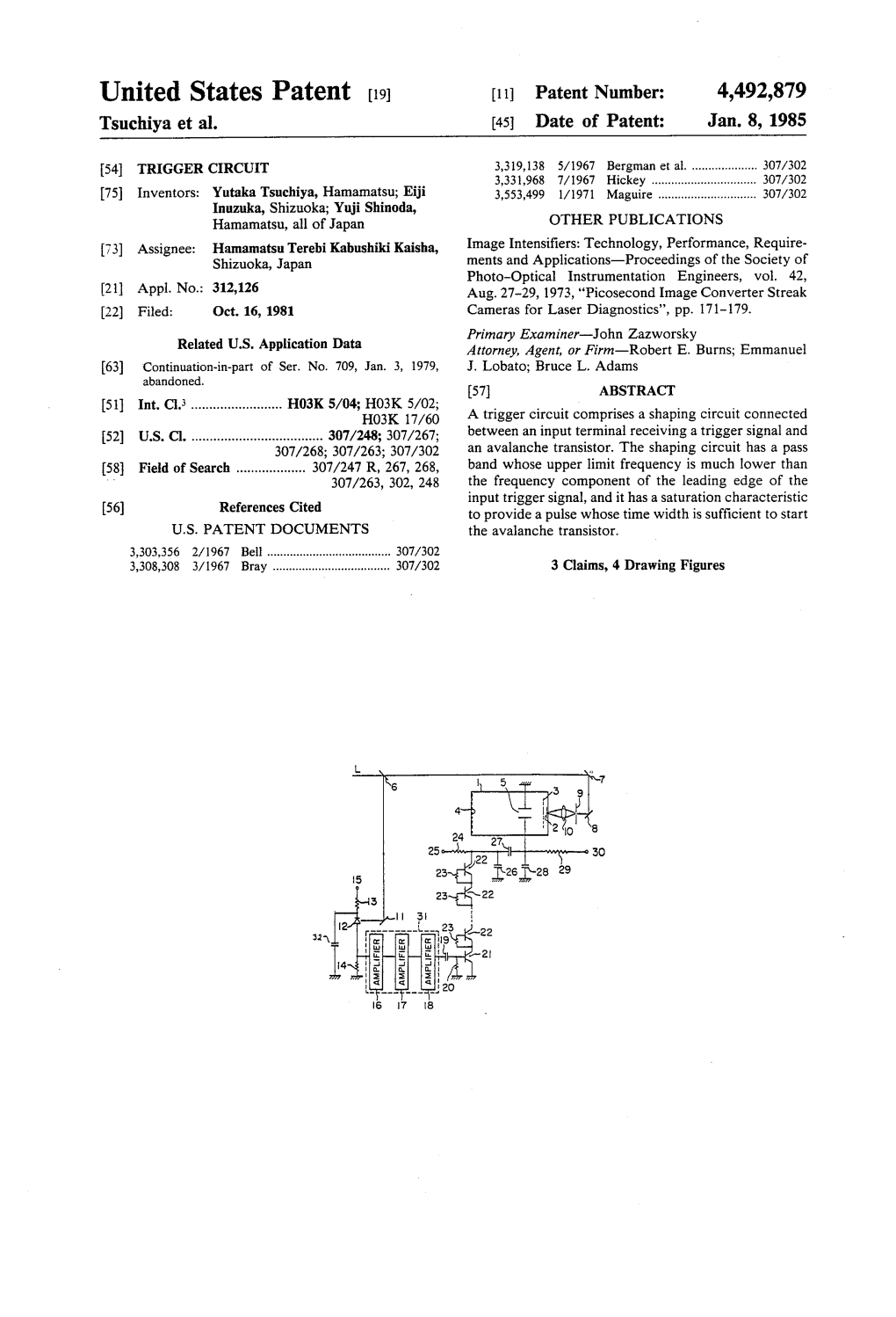 United States Patent (19) 11 Patent Number: 4,492,879 Tsuchiya Et Al