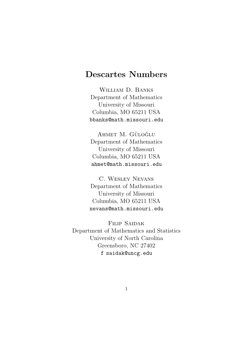 Descartes Numbers