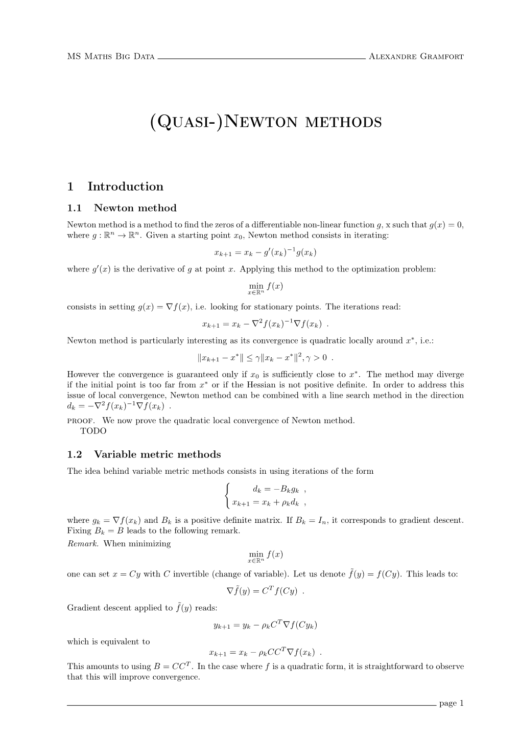 (Quasi-)Newton Methods