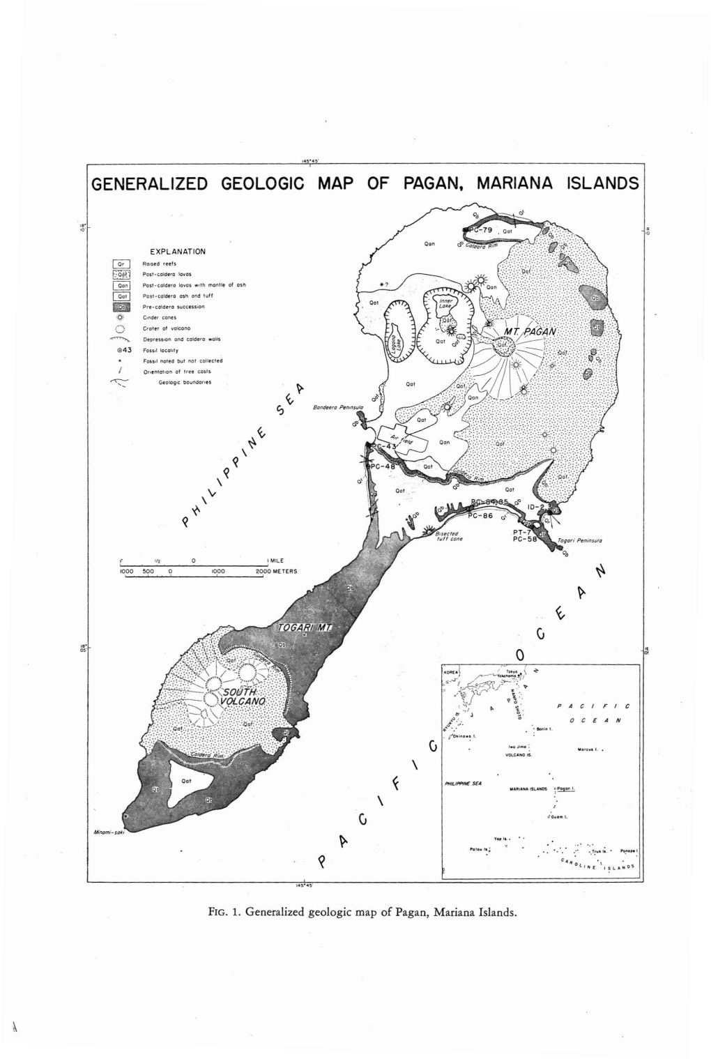 Generalized Geologic Map of Pagan. Mariana Islands