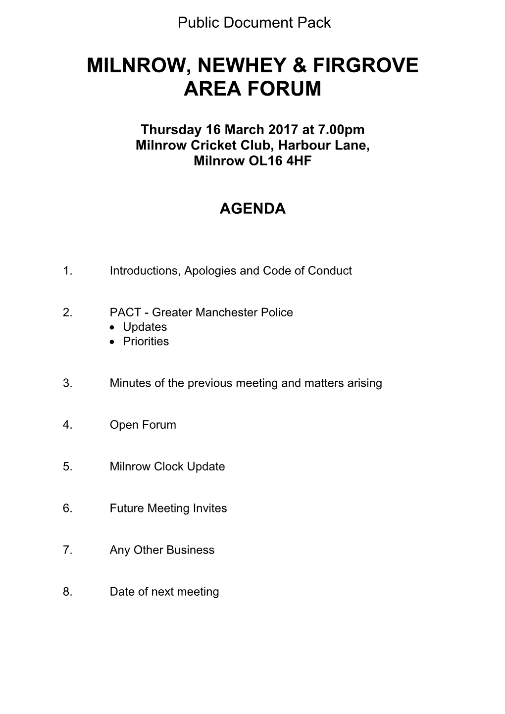 (Public Pack)Agenda Document for Milnrow, Newhey and Firgrove Area