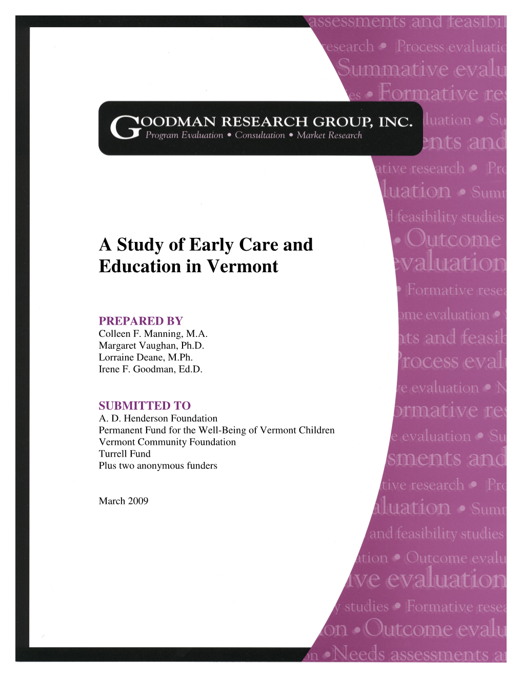 A Study of Early Care and Education in Vermont