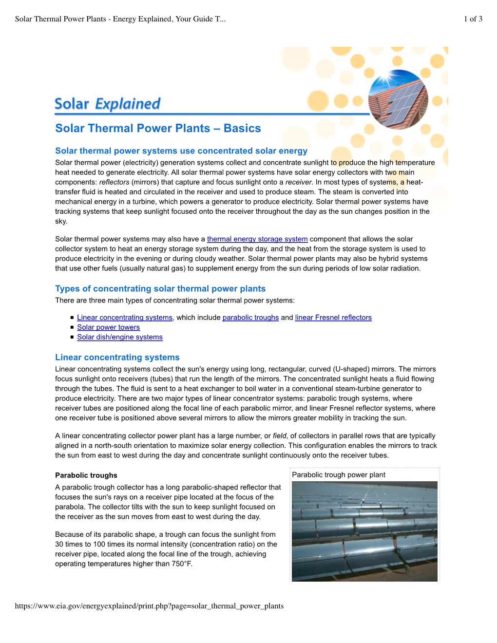 Solar Thermal Power Plants - Energy Explained, Your Guide T