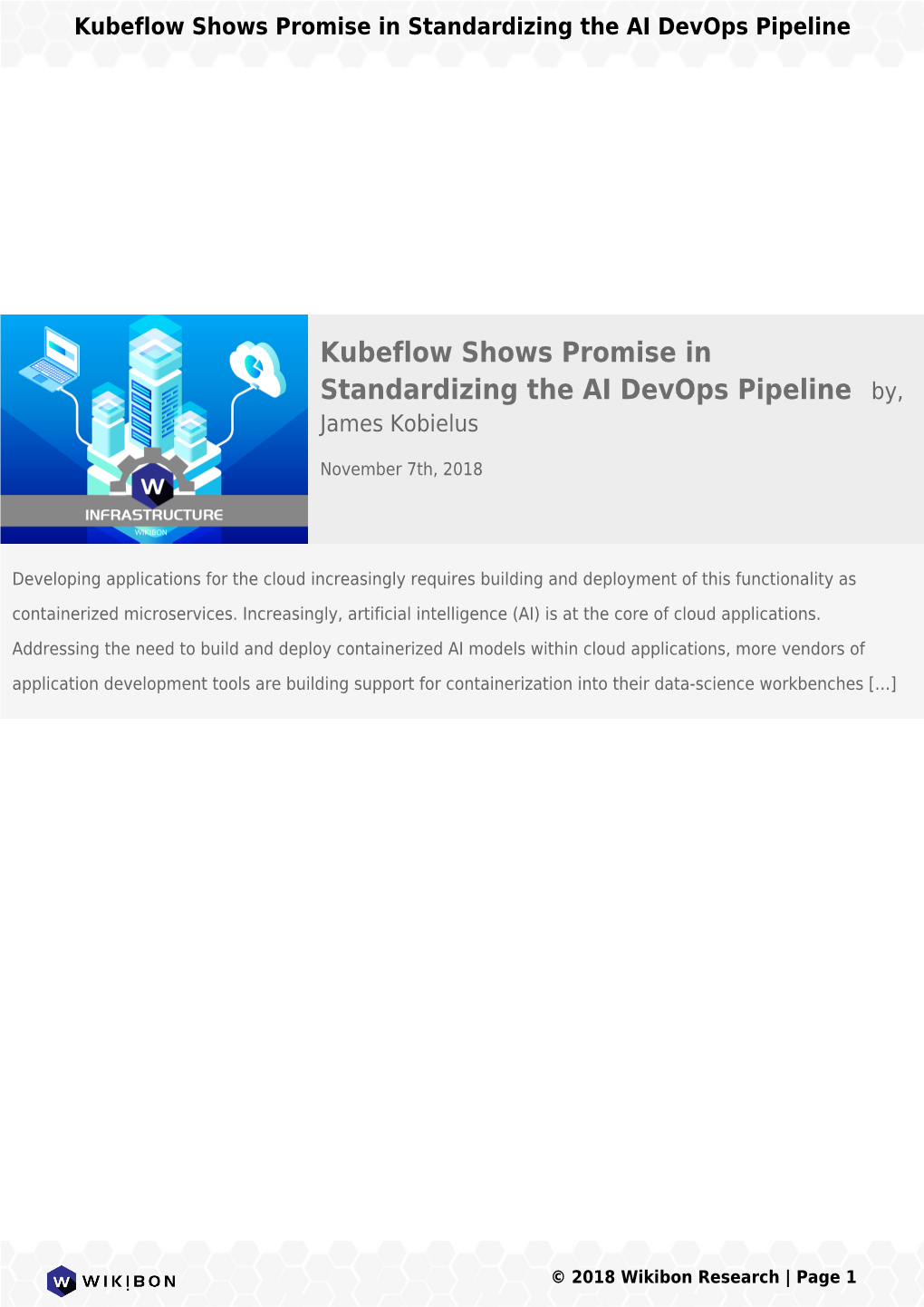 Kubeflow Shows Promise in Standardizing the AI Devops Pipeline